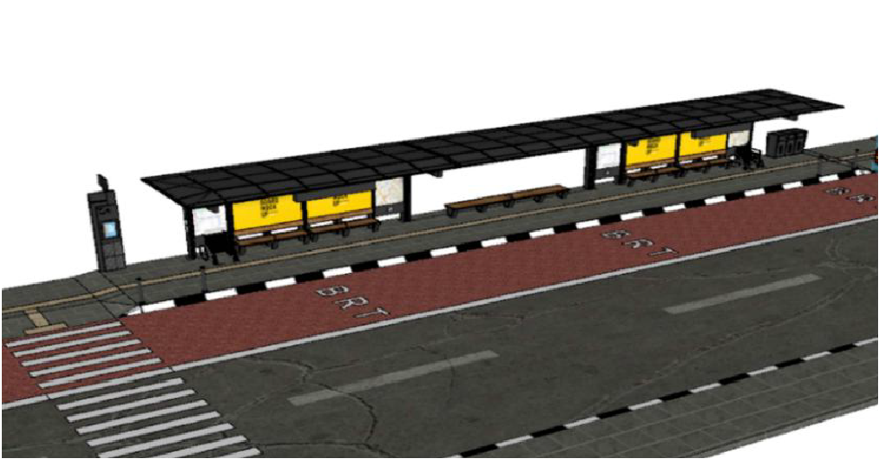 Jenis halte on-corridor dengan tipe medium double